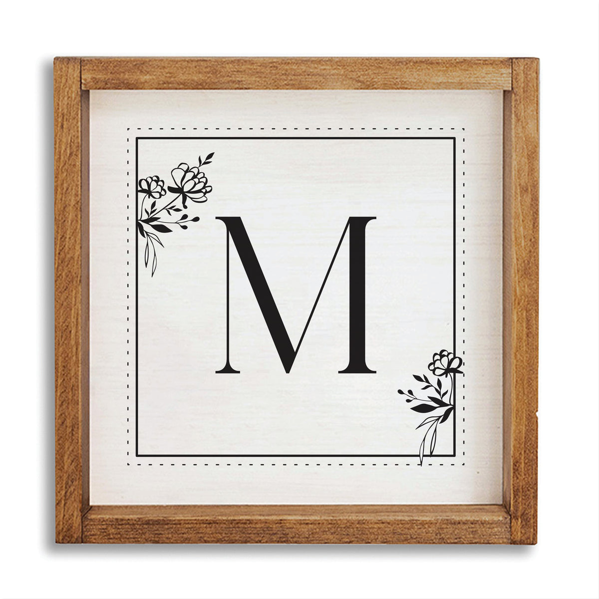Classic Floral Initial Personalized Wall Art
