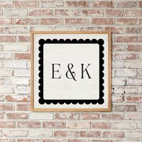 Scalloped Monogram Personalized Wall Art
