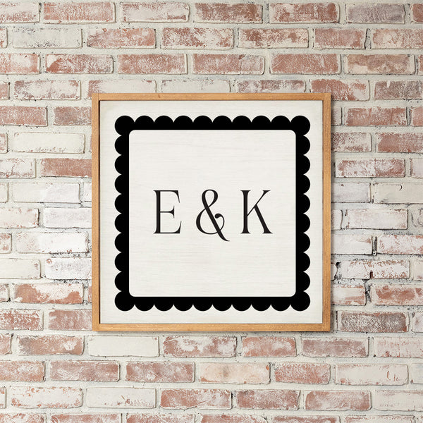 Scalloped Monogram Personalized Wall Art