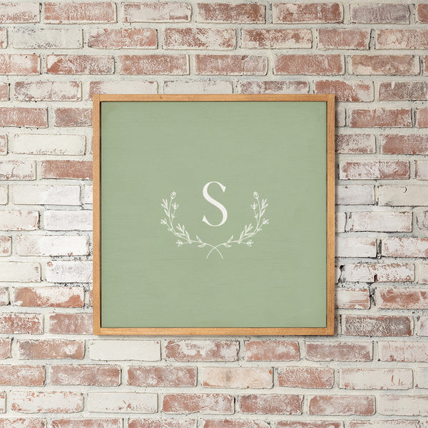 Single Letter Green Personalized Wall Art