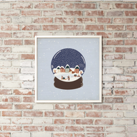 Vintage Snow Globe Village Wall Art