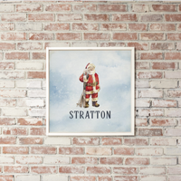 Personalized Vintage Ski Santa Wall Art