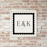 Scalloped Monogram Personalized Wall Art