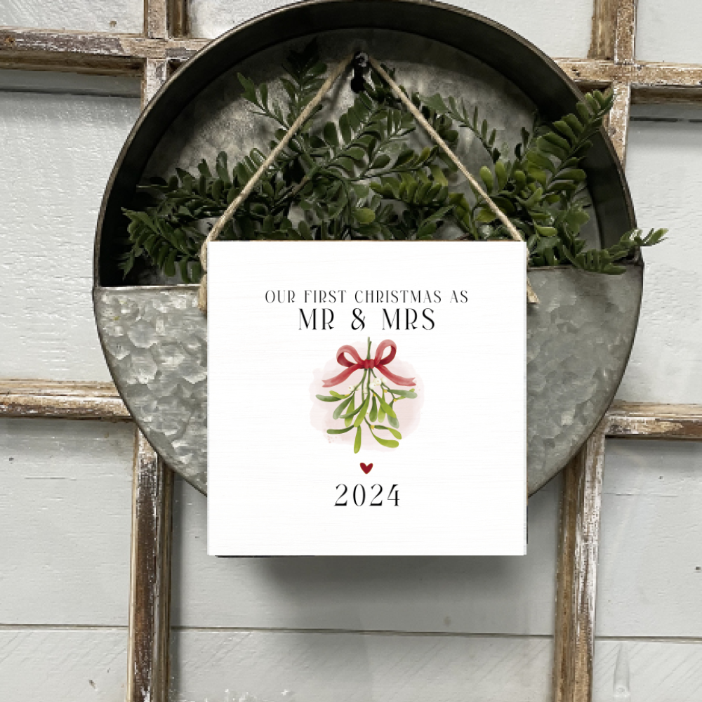 Our First Christmas as Mr. & Mrs. Square Twine Hanging Sign