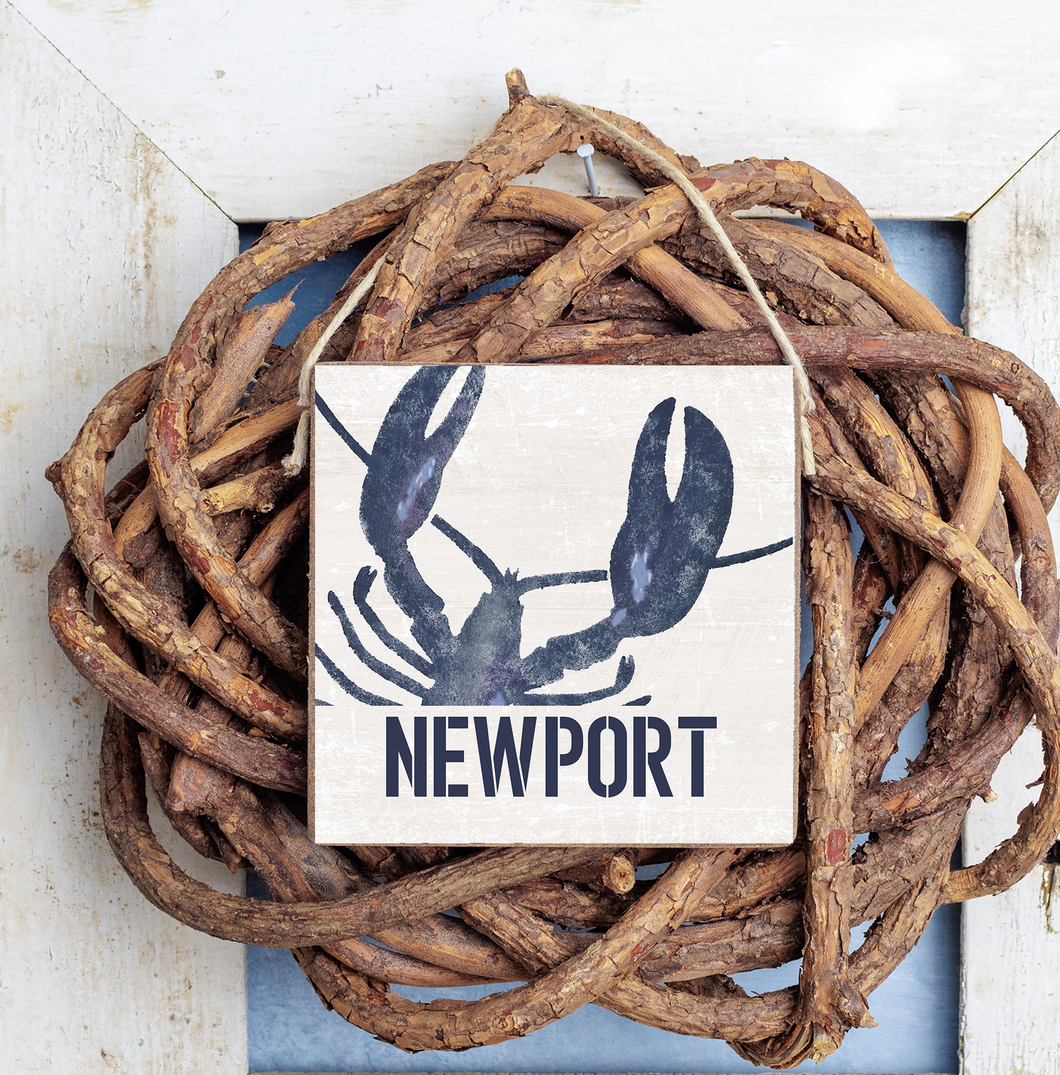 Personalized Indigo Lobster Square Twine Sign