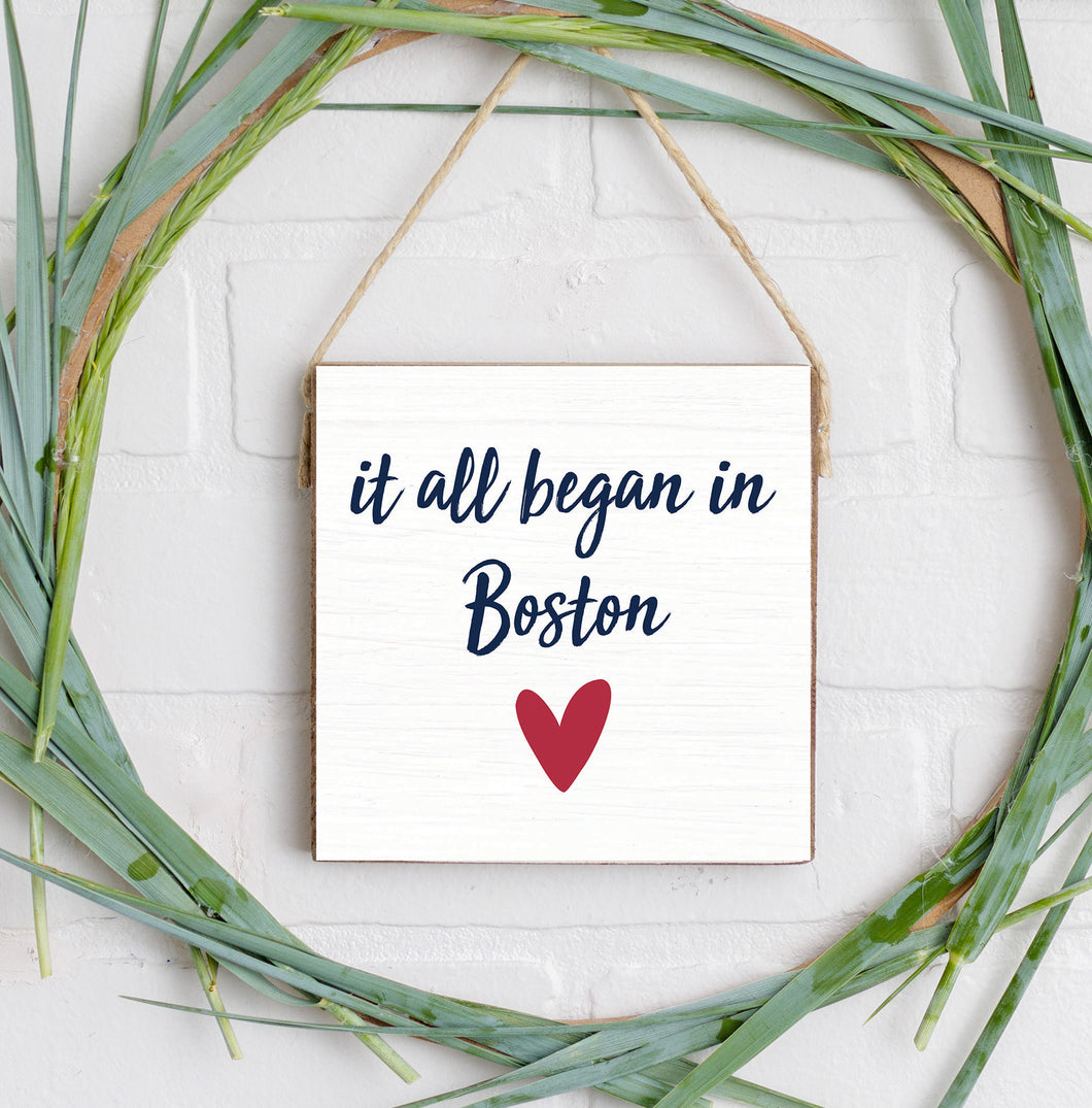 Personalized It All Began Square Twine Sign