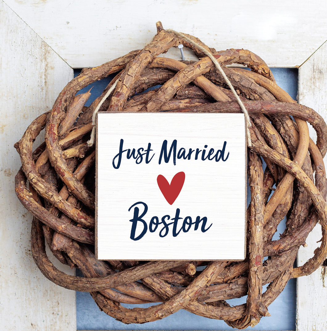 Personalized Just Married Square Twine Sign