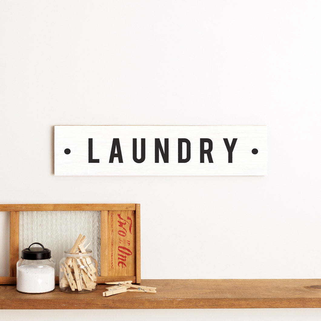 Laundry White/Black Barn Wood Sign