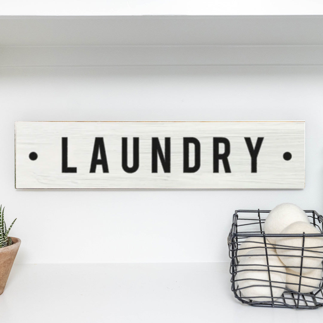 Laundry White/Black Barn Wood Sign