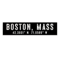 Boston Coordinates Barn Wood Sign