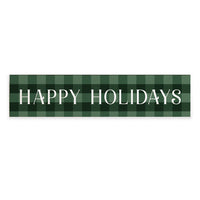 Green Plaid Happy Holidays Barnwood Sign