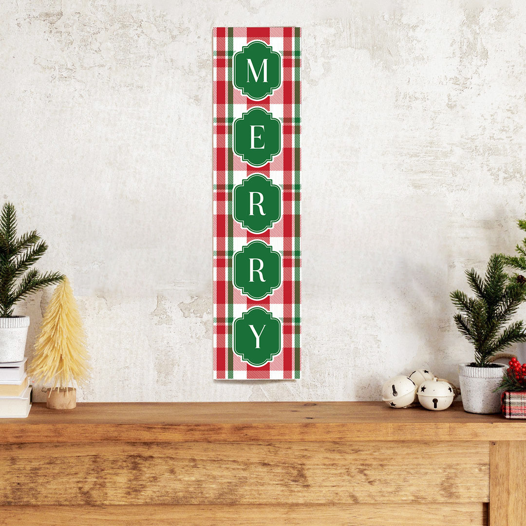 Merry Holiday Plaid Barnwood Sign