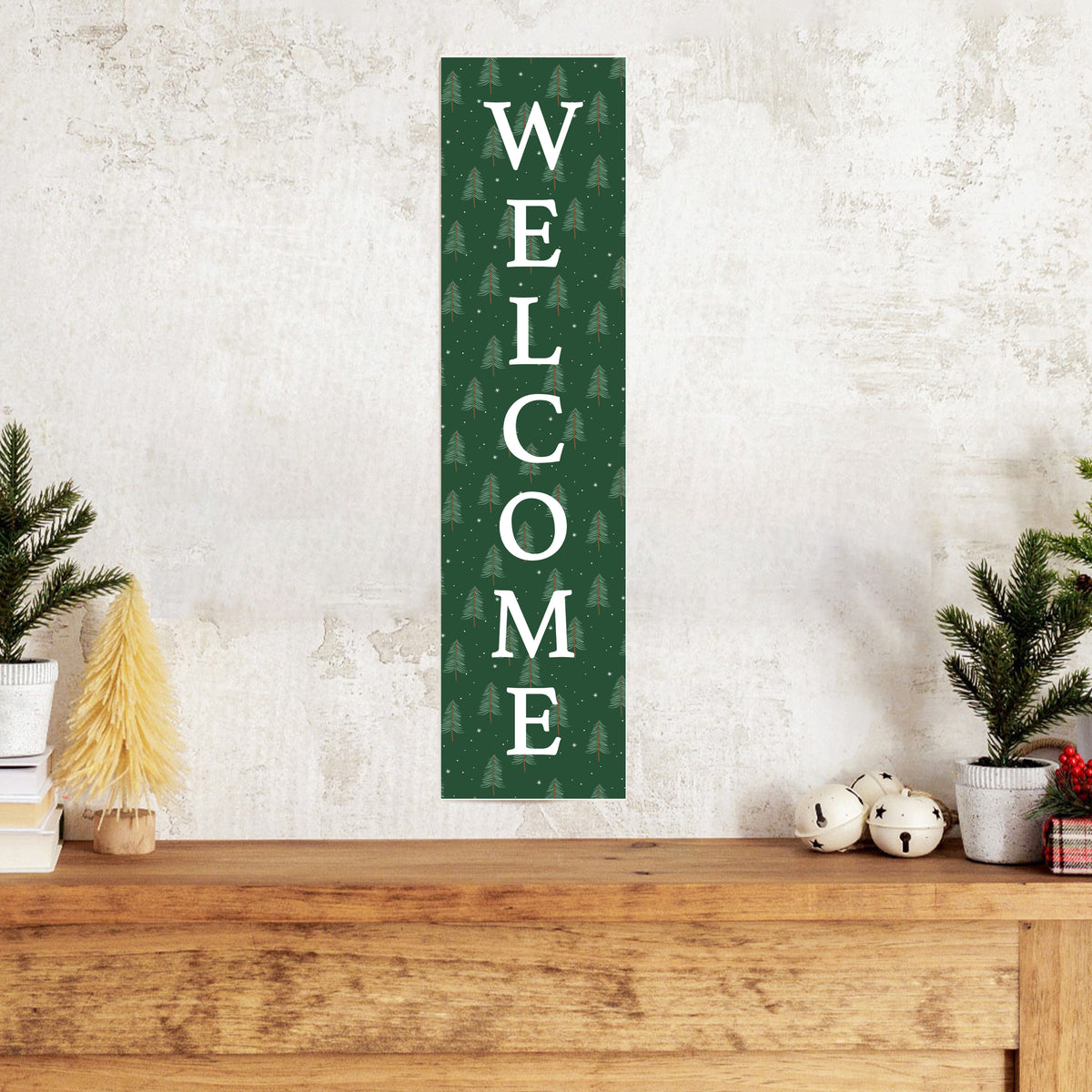 Welcome Evergreen Christmas Tree Barnwood Sign