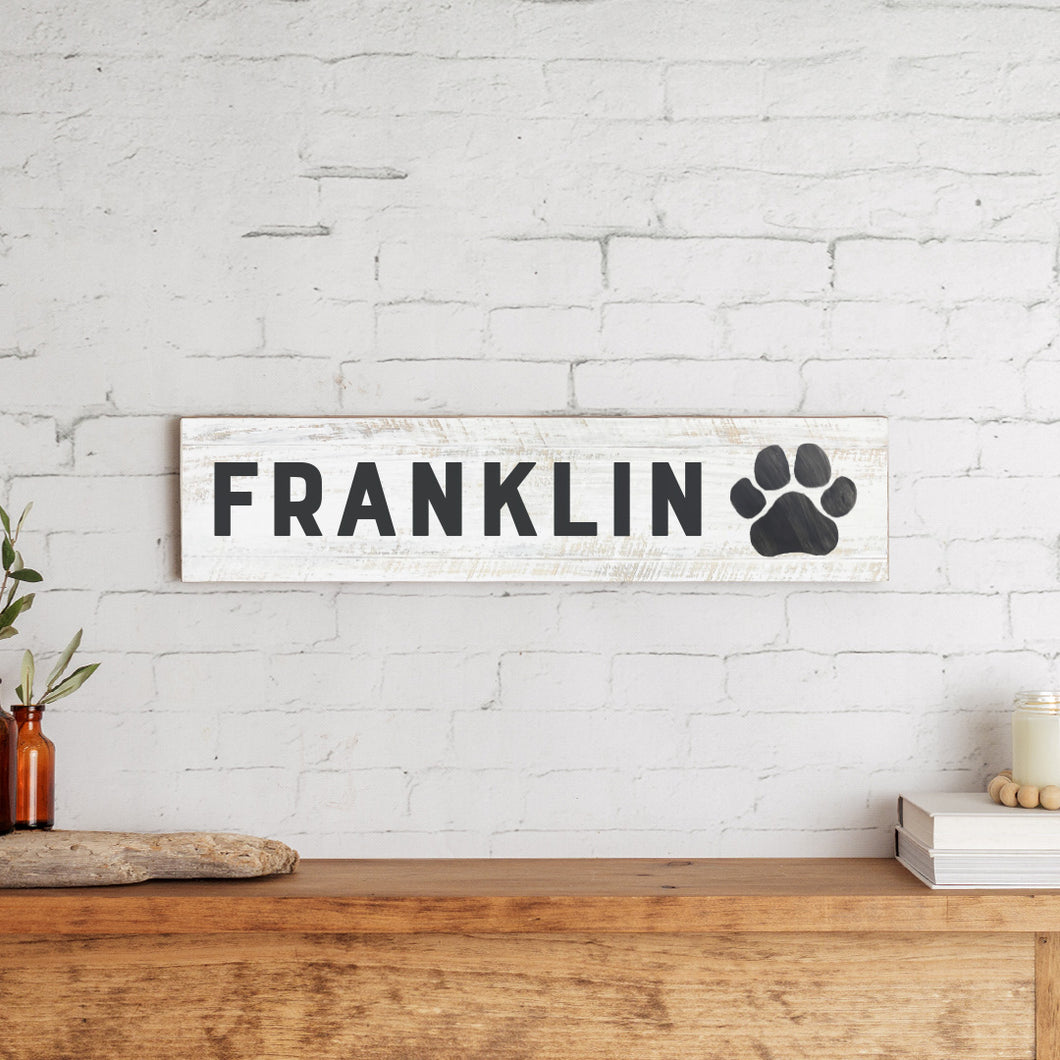 Personalized Your Word Paw Print Barn Wood Sign