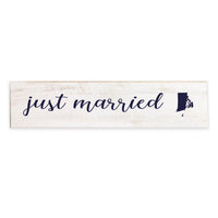 Just Married & State Personalized Barnwood Sign