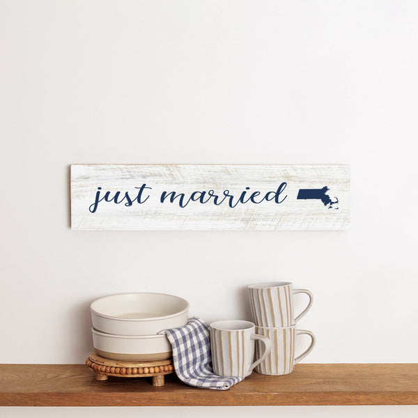 Just Married & State Personalized Barn Wood Sign