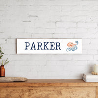Watercolor Octopus Personalized Barnwood Sign
