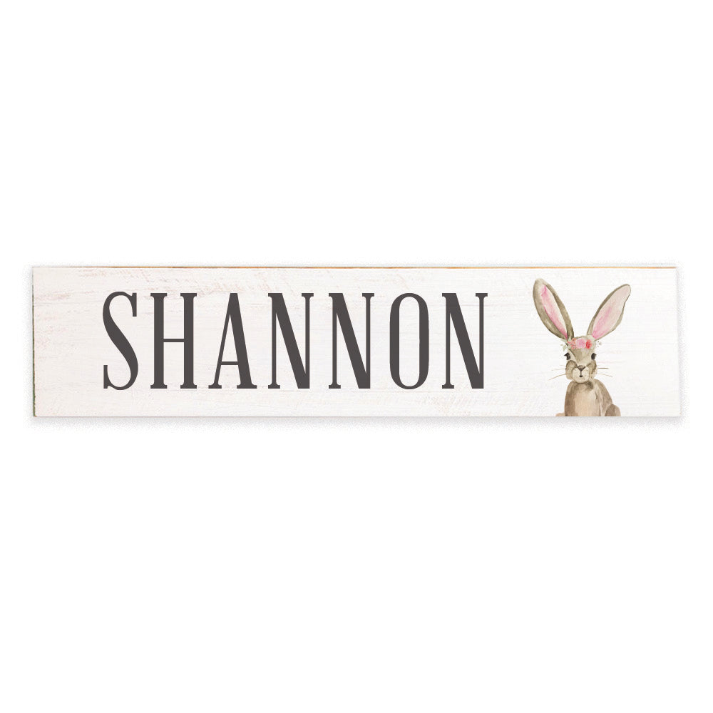 Floral Bunny Personalized Barnwood Sign