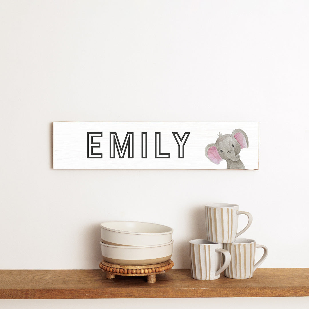Elephant Personalized Barnwood Sign