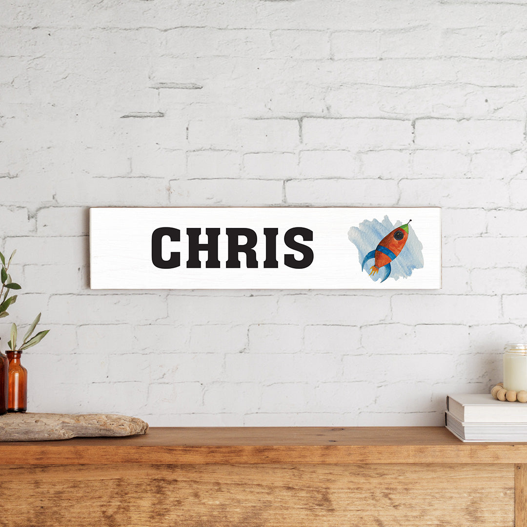 Rocket Personalized Barnwood Sign