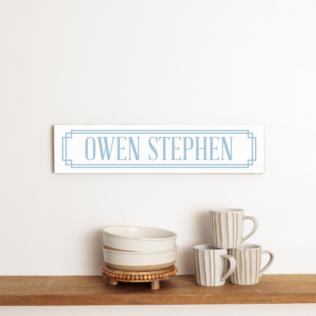 Blue Gingham Personalized Barnwood Sign