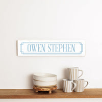Blue Gingham Personalized Barnwood Sign