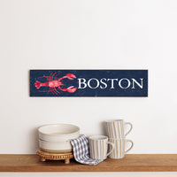 Navy Lobster Wood Sign