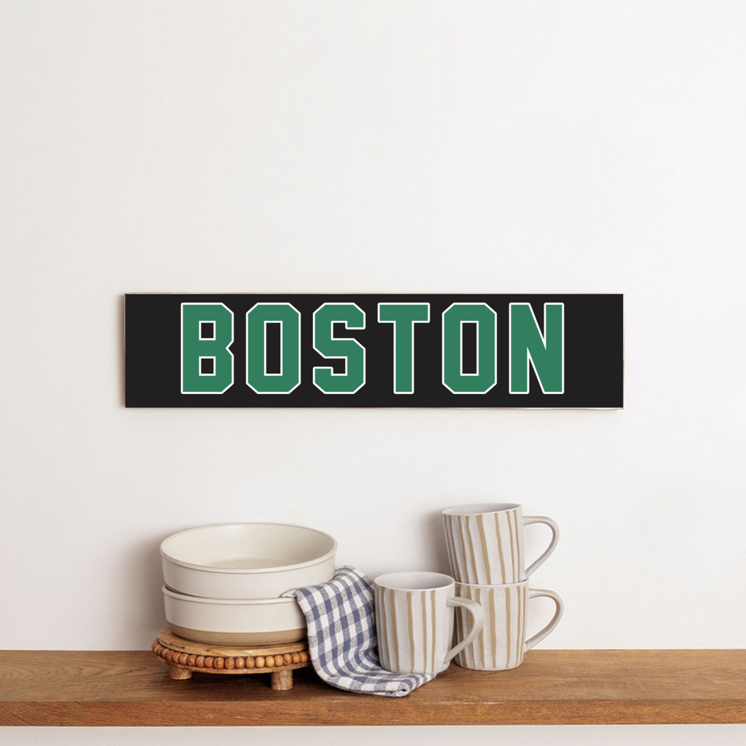 Personalized Green and Black Boston Barn Wood Sign