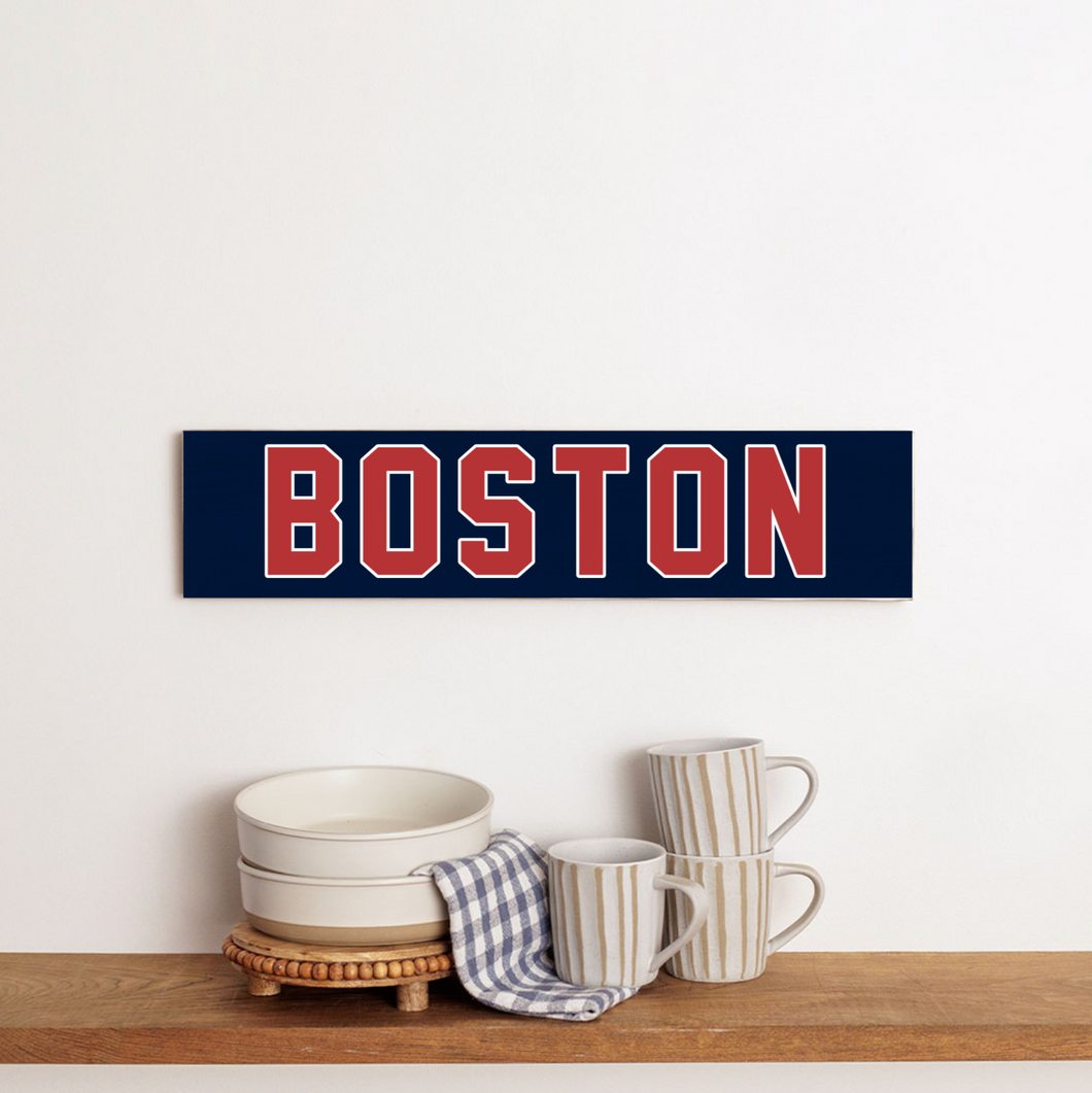 Personalized Red and Blue Boston Barn Wood Sign