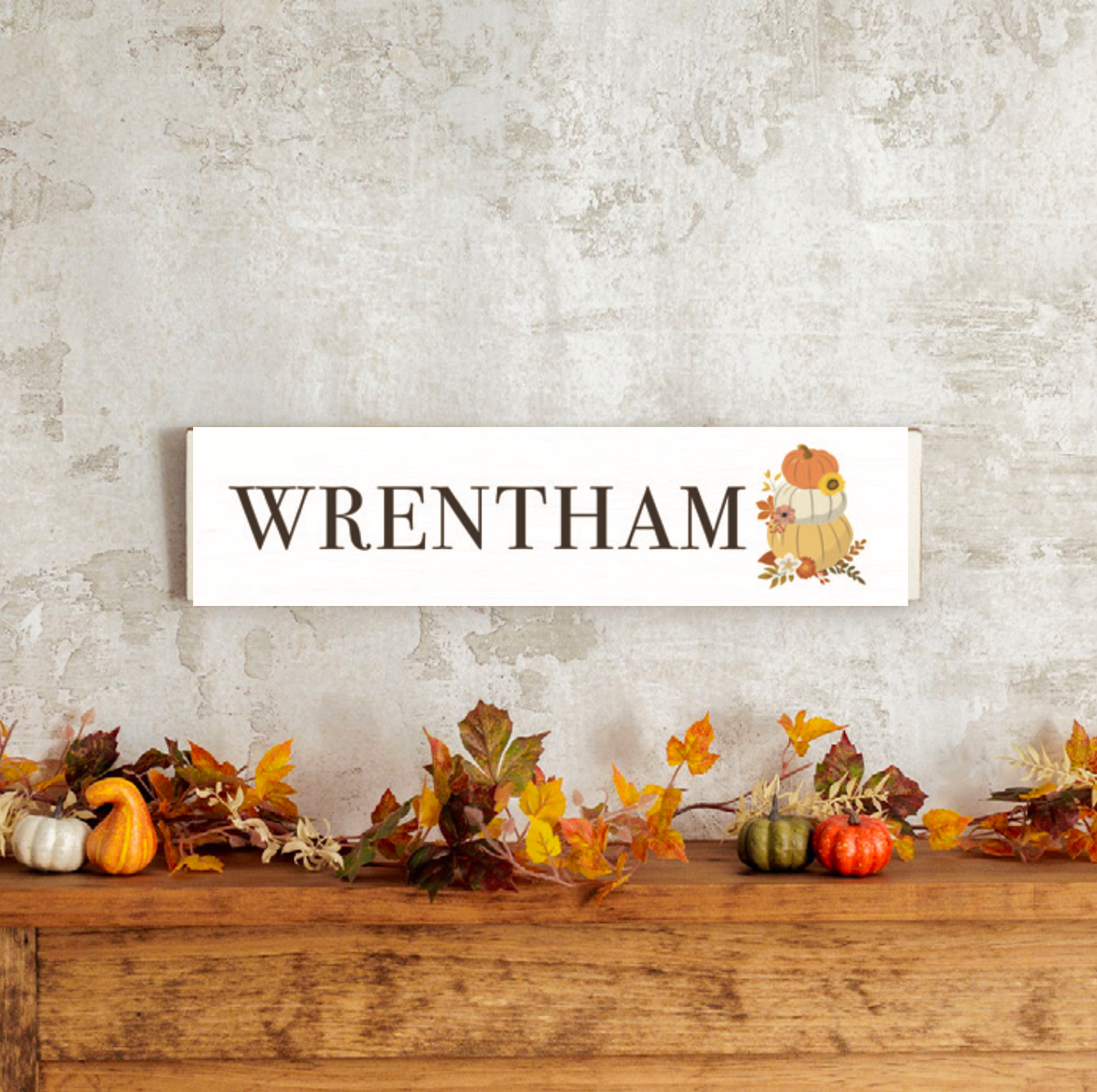 Personalized Welcome Muted Pastel Pumpkins Barn Wood Sign