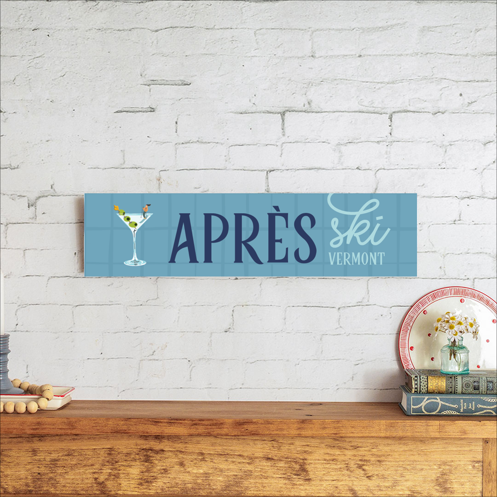 Personalized Apres Ski Martini Barnwood Sign