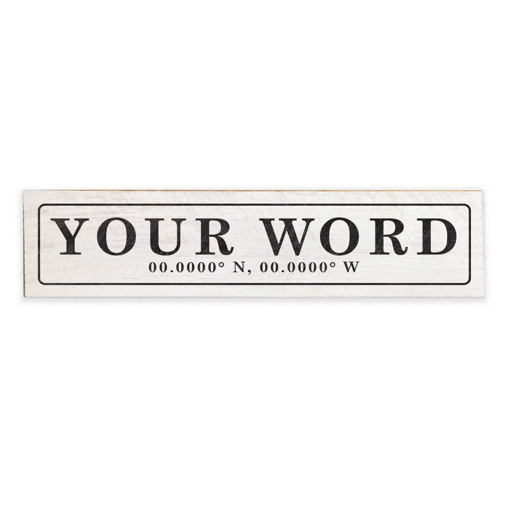 Your Word Personalized White/Black Barnwood Sign