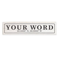 Your Word Personalized White/Black Barnwood Sign