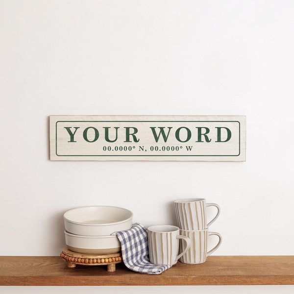 Antique White and Green Coordinates Bordered Personalized Barn Wood Sign