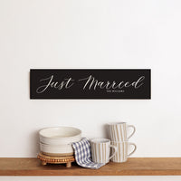 Black Just Married Personalized Barn Wood Sign