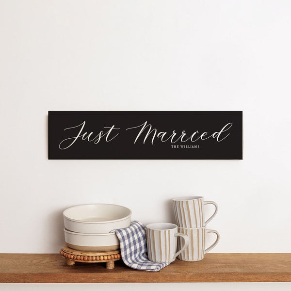 Black Just Married Personalized Barn Wood Sign
