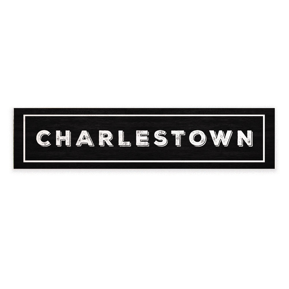Charlestown Black and White Barnwood Sign
