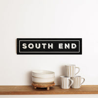 South End Black and White Barnwood Sign