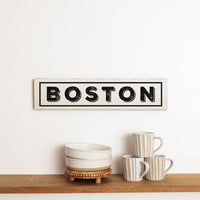 Boston White and Black Barnwood Sign