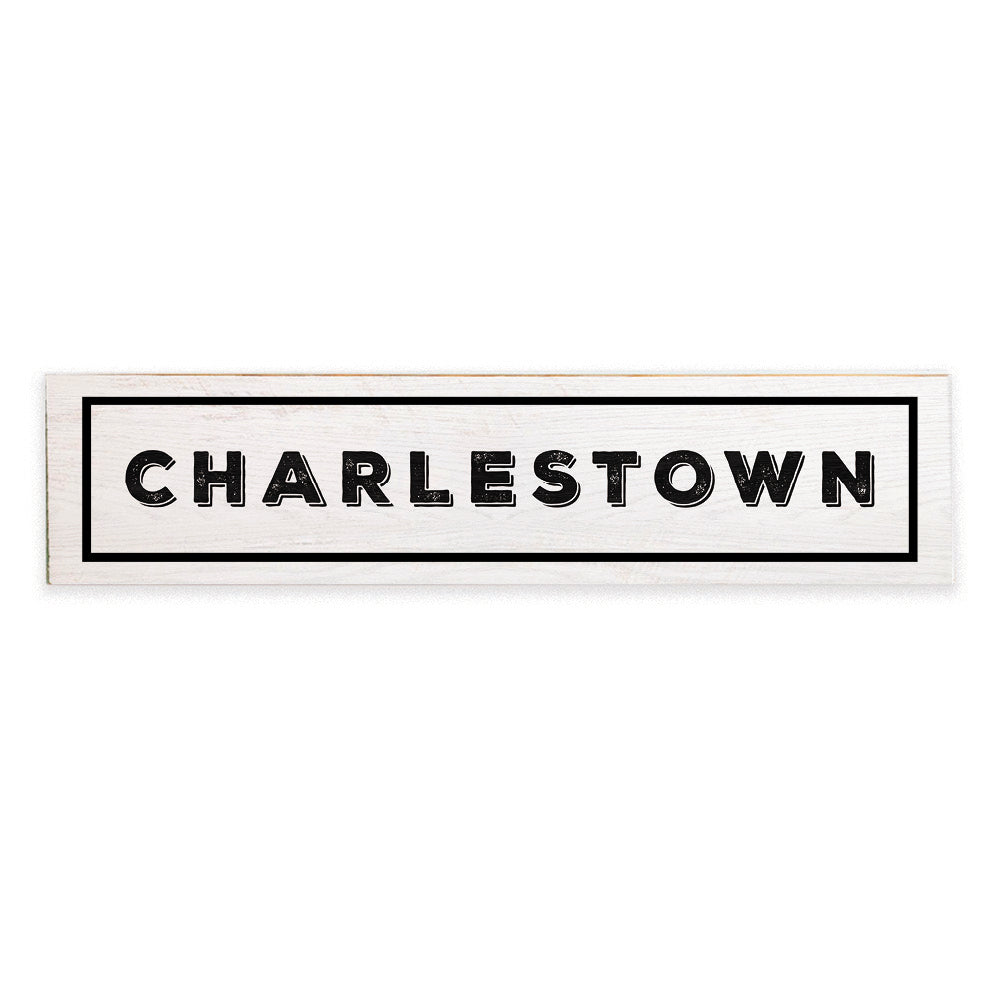 Charlestown White and Black Barnwood Sign