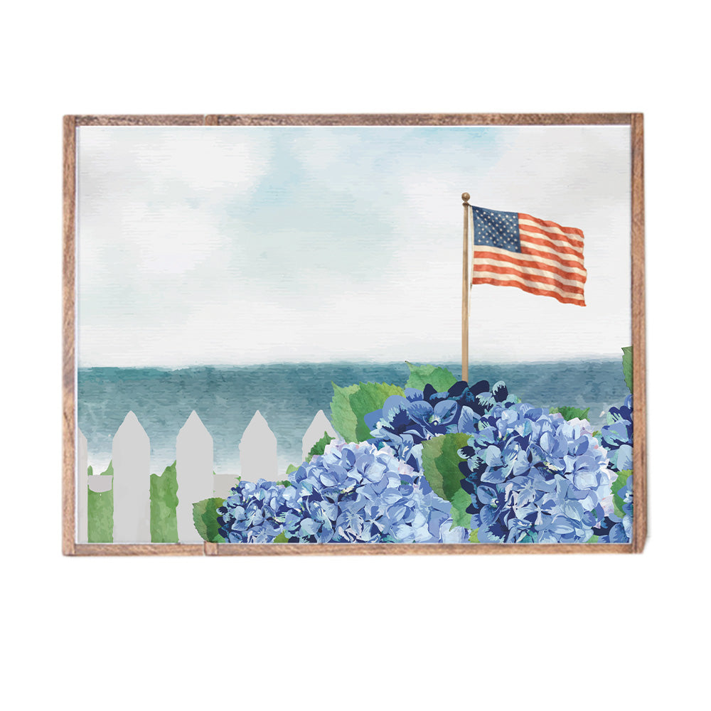 American Hydrangea Dreams Wall Art - Natural Frame