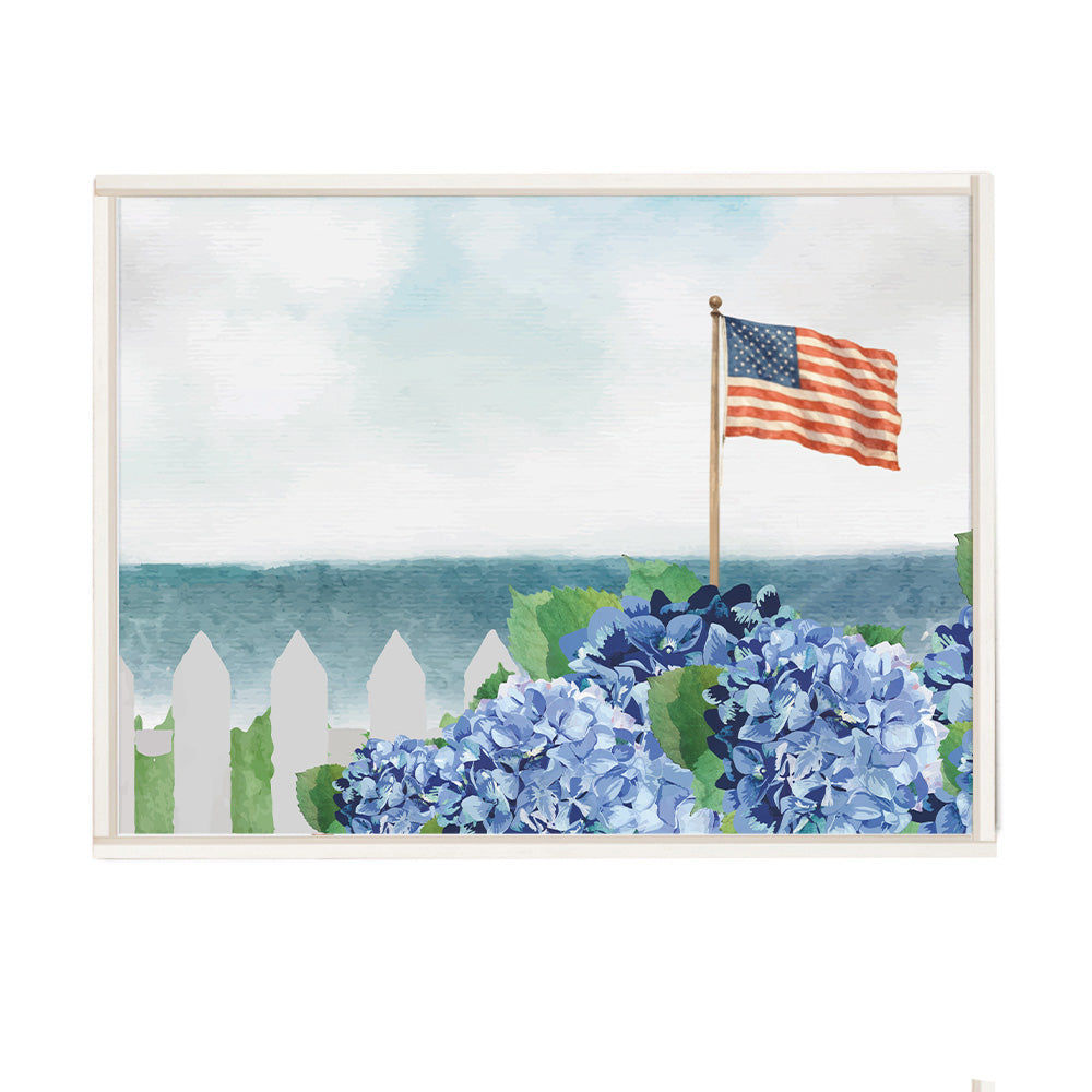 American Hydrangea Dreams Wall Art - Natural Frame
