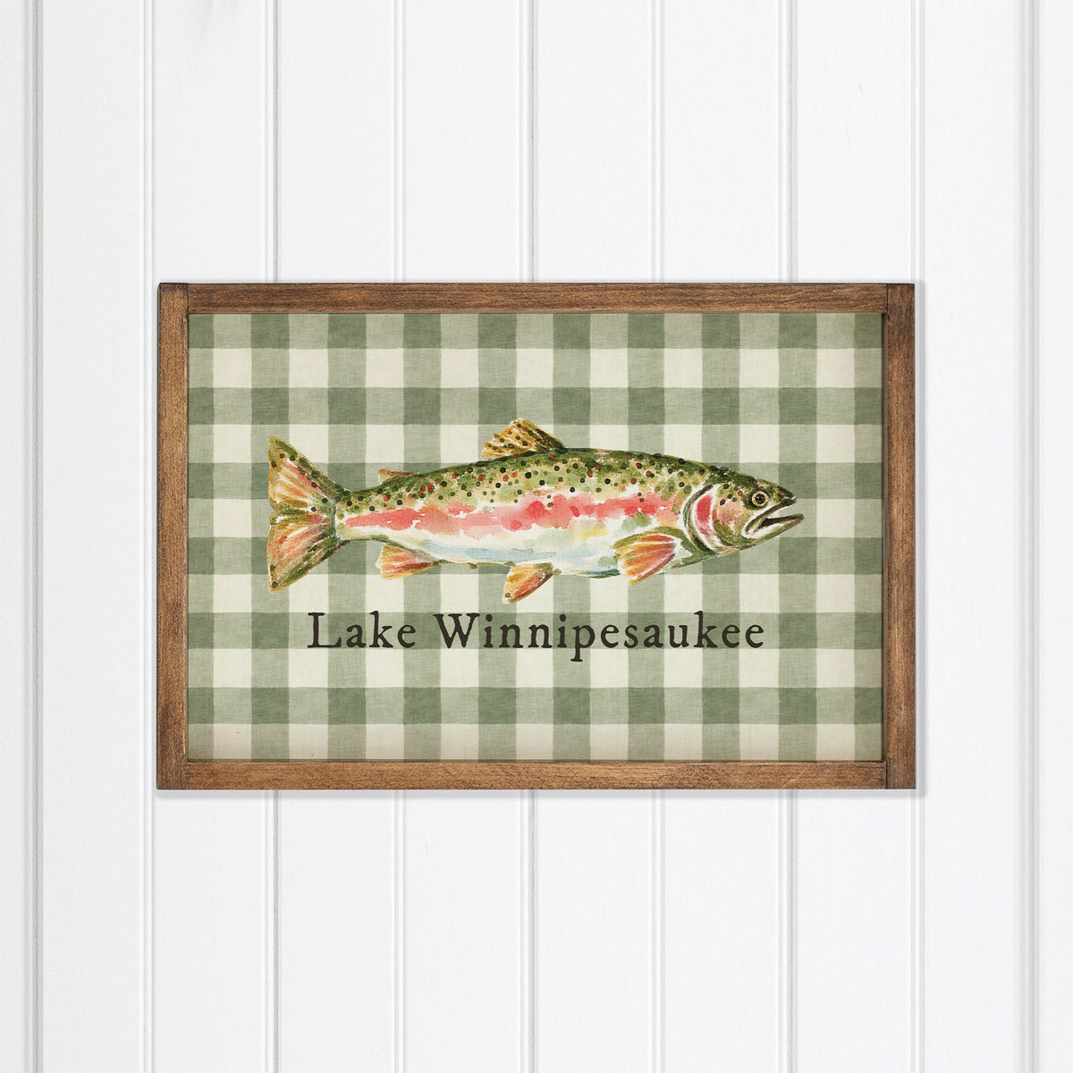 Trout Gingham Personalized Wall Art