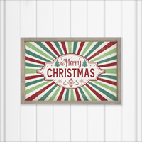 Merry Christmas Festive Stripe Wall Art