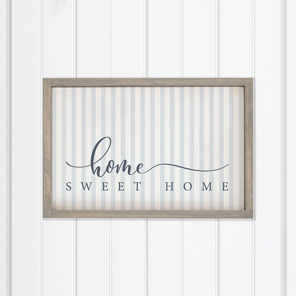 Blue and White Striped Home Sweet Home Wall Art