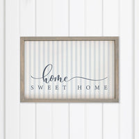 Blue and White Striped Home Sweet Home Wall Art