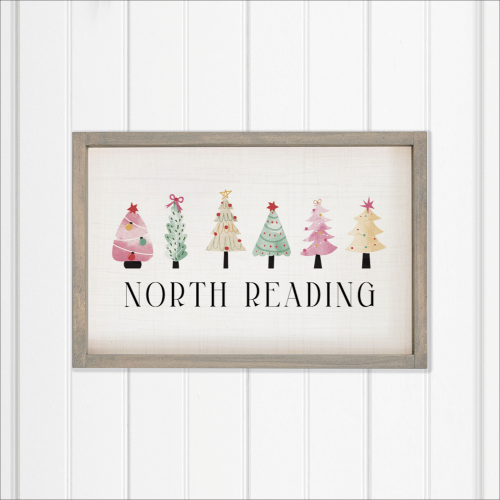 Personalized Merry & Bright Festive Christmas Trees Wall Art