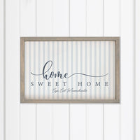 Personalized Blue and White Striped Home Sweet Home Wall Art