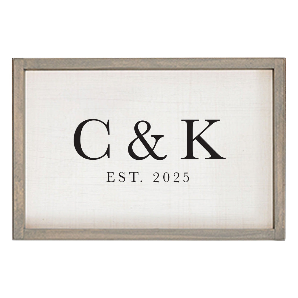 Initials EST Personalized Wooden Wall Art