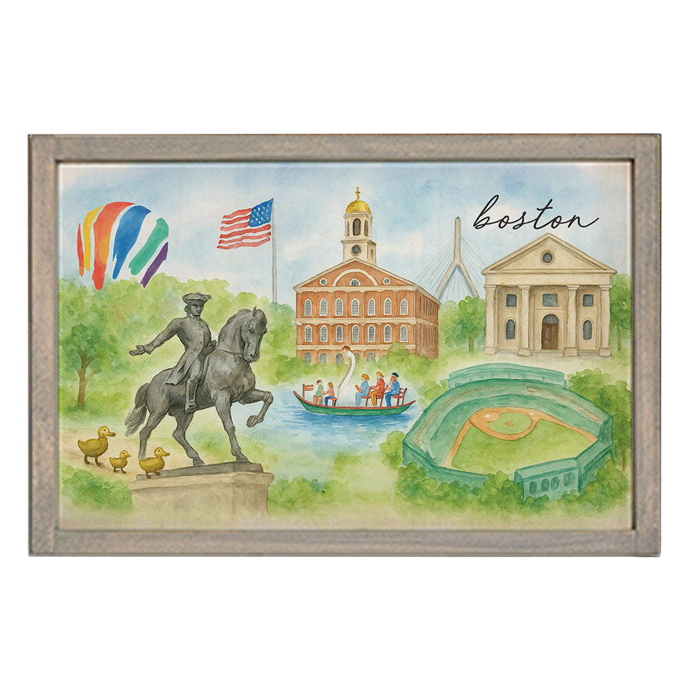 Boston Landmark Watercolor Wall Art